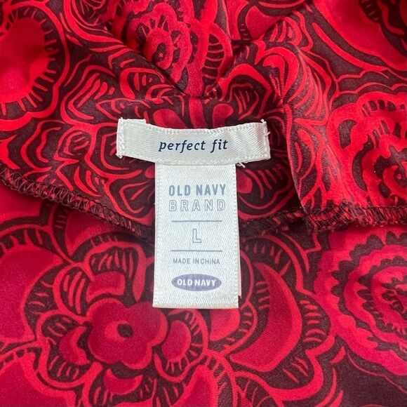 Old Navy Vintage Y2K Red Floral Silk V Neck Tank Top - Picture 8 of 9